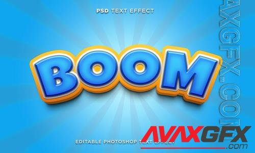 3d boom text effect template with cartoon style psd