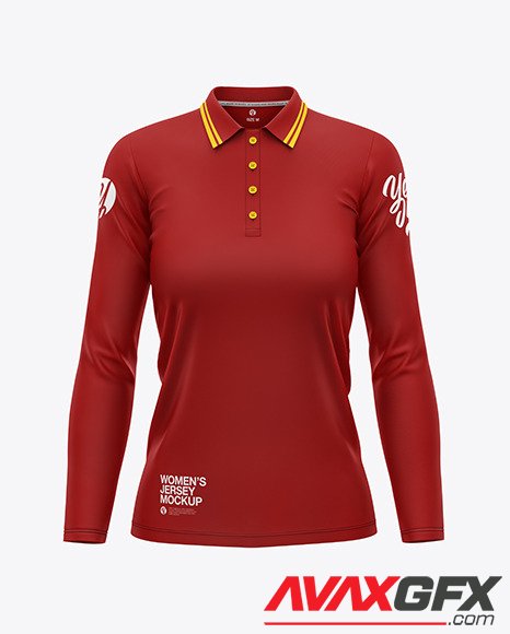 Women's Long Sleeve Polo Shirt Mockup 92080