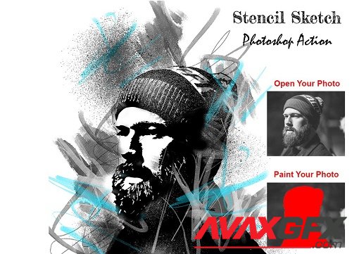 Stencil Sketch Photoshop Action - 6697338