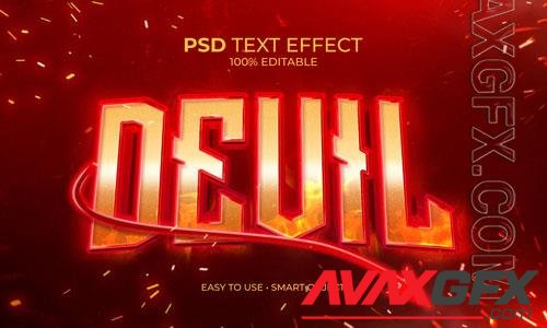 Red devil text effect premium psd