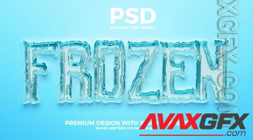 Frozen ice 3d editable text effect premium psd