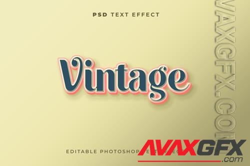 Vintage text effect template dark blue color premium psd