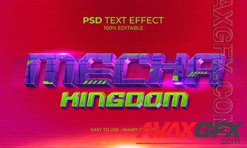 Purple mecha kingdom text effect premium psd