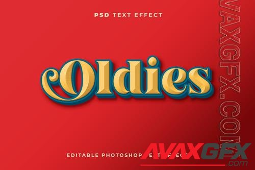 3d oldies text effect template with vintage style premium psd