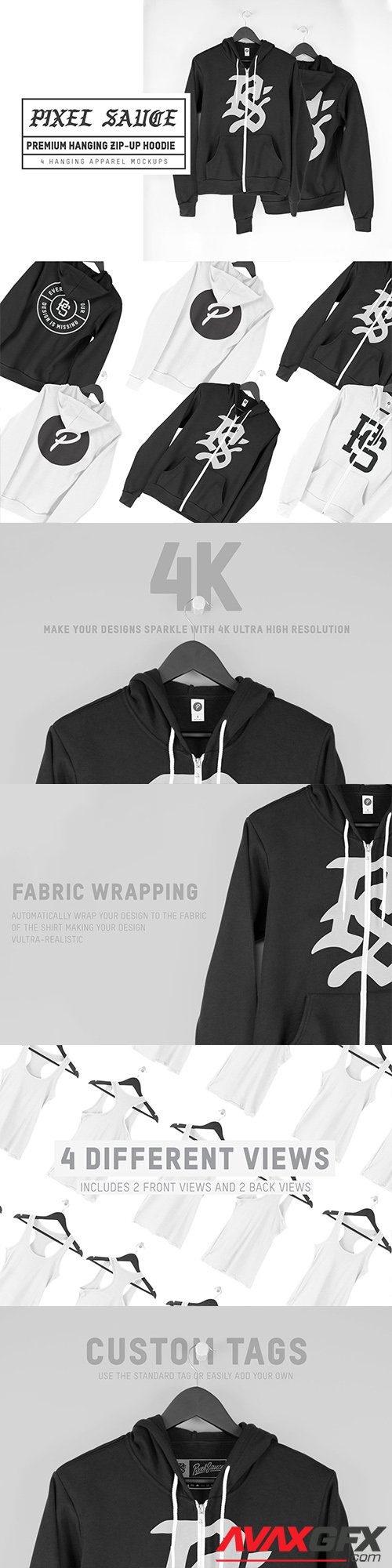 CreativeMarket - Hanging Zip-Up Hoodie Mockups 3432308