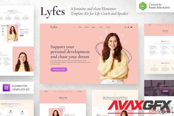 ThemeForest - Lyfes v1.0.0 - Feminine Life Coach & Speaker Elementor Template Kit - 35058260