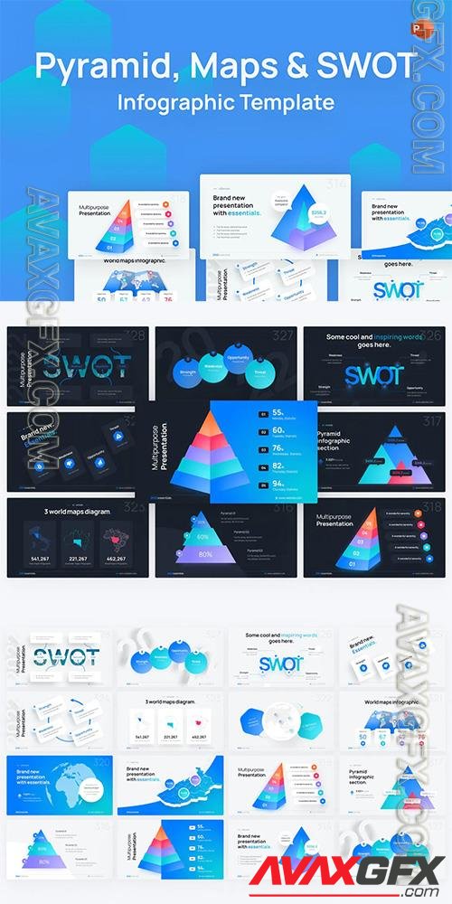 Pyramid, Maps & SWOT PowerPoint Template KSZNXDE
