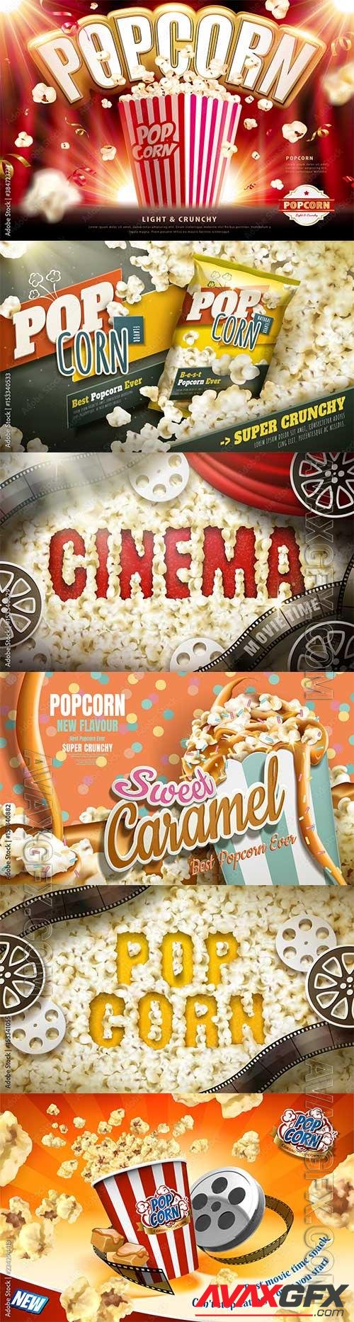 Delicious popcorn ads vector design