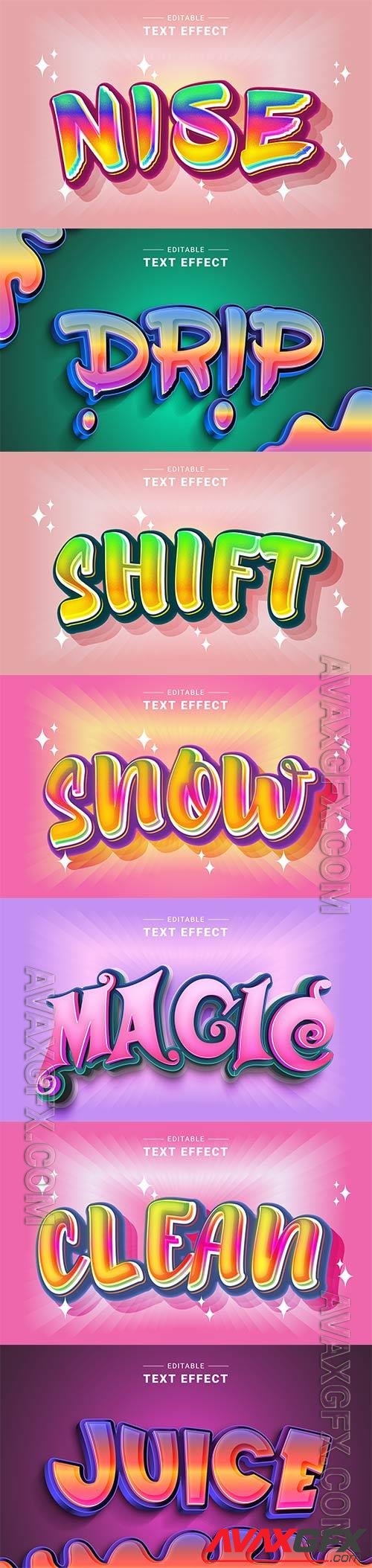 Set 3d editable text style effect vector vol 237