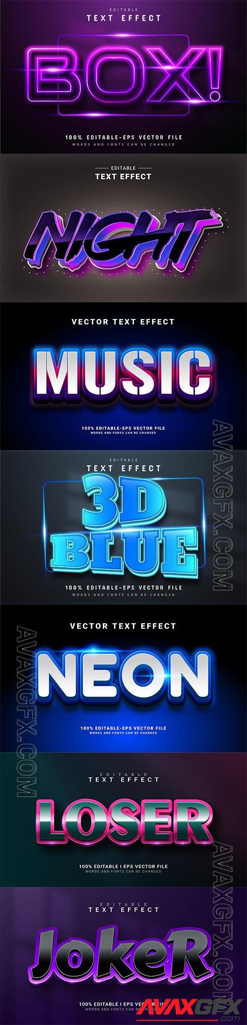 Set 3d editable text style effect vector vol 239