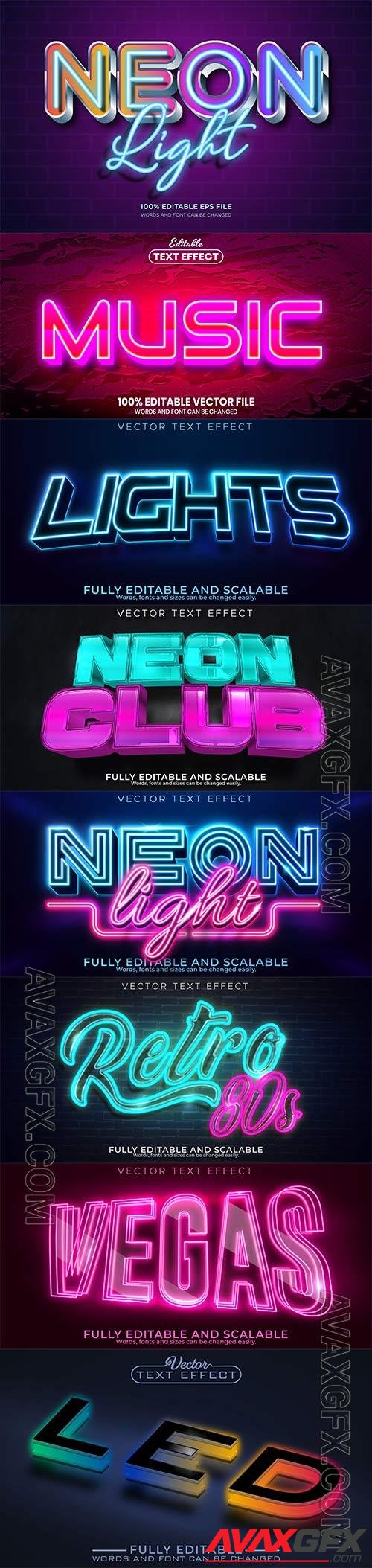 Set 3d editable text style effect vector vol 238