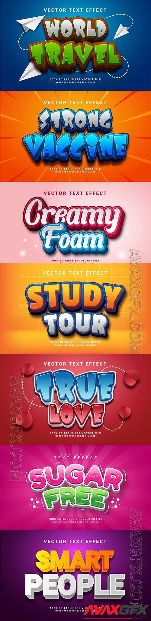 Set 3d editable text style effect vector vol 235