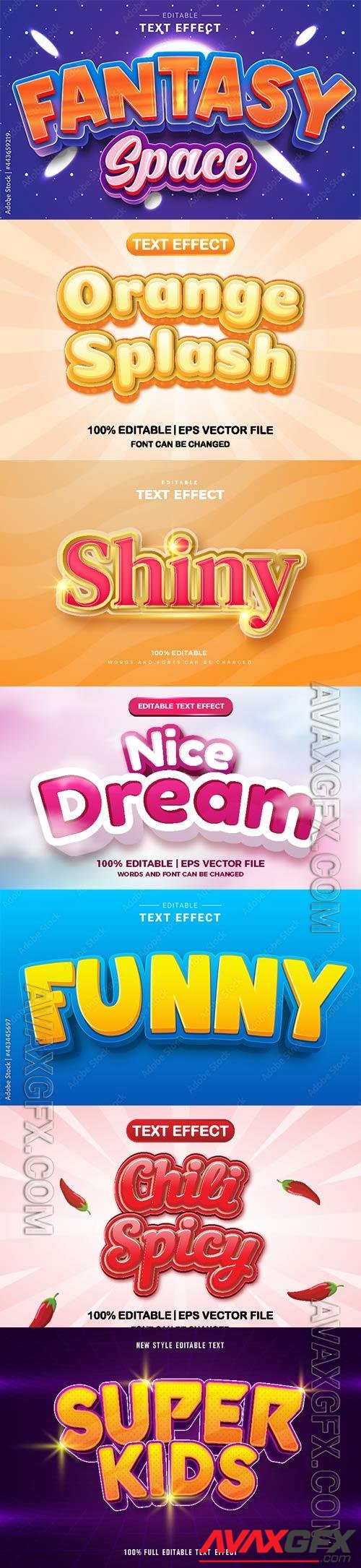 Set 3d editable text style effect vector vol 226