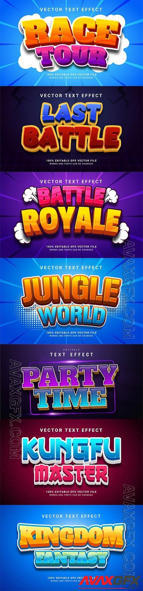 Set 3d editable text style effect vector vol 232