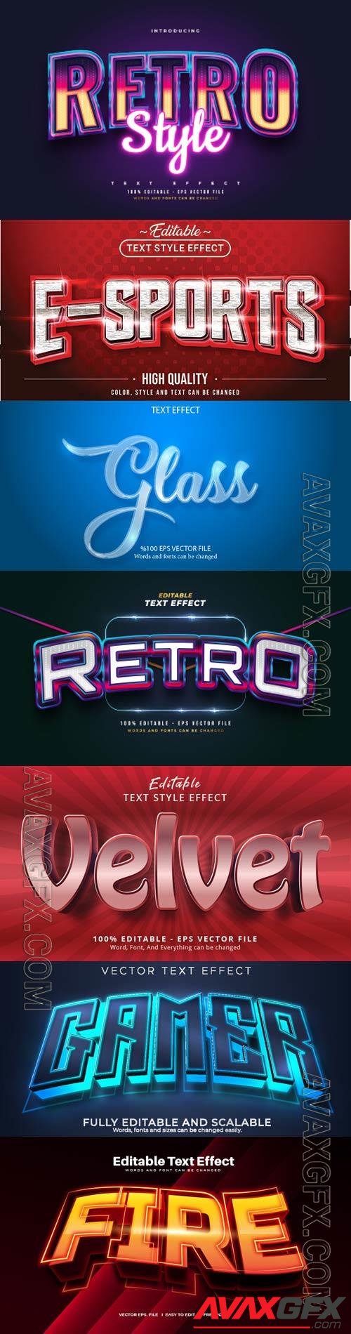 Set 3d editable text style effect vector vol 227