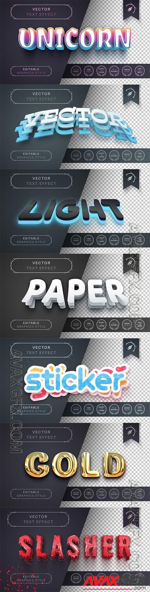 Set 3d editable text style effect vector vol 236