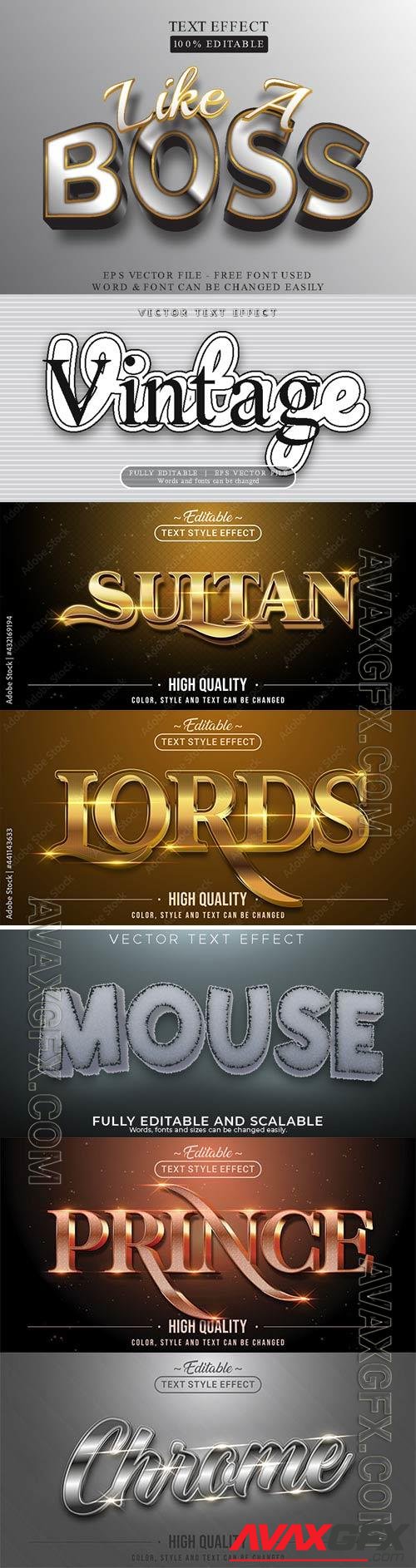 Set 3d editable text style effect vector vol 225