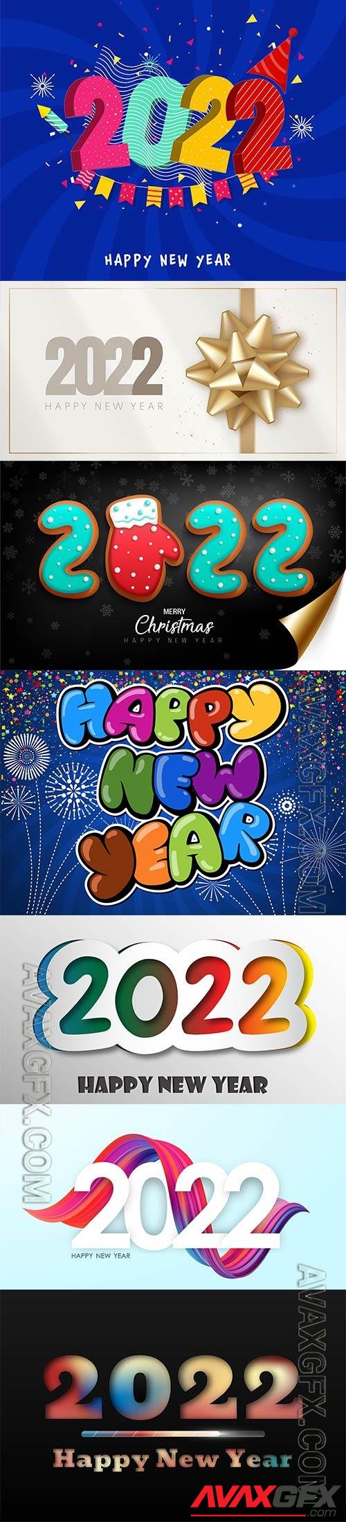 Happy 2022 Christmas lettering vector illustration