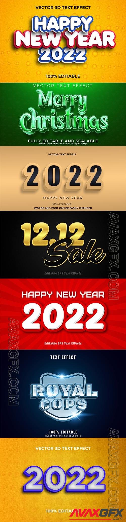 Christmas text editable, New year text vector effect