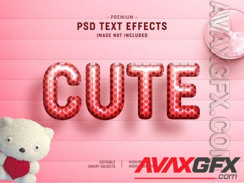 Cute valentine balloon text effect template psd