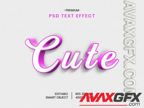 Cute 3d text effect psd