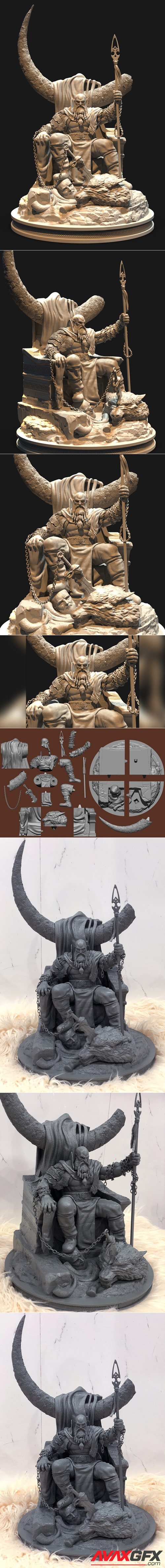 Kratos on Throne – 3D Printable STL