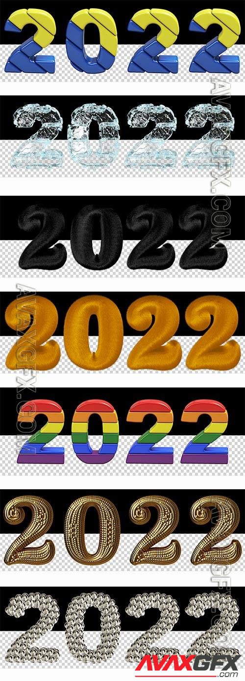 3d gold figures new year 2022 premium psd set vol 1