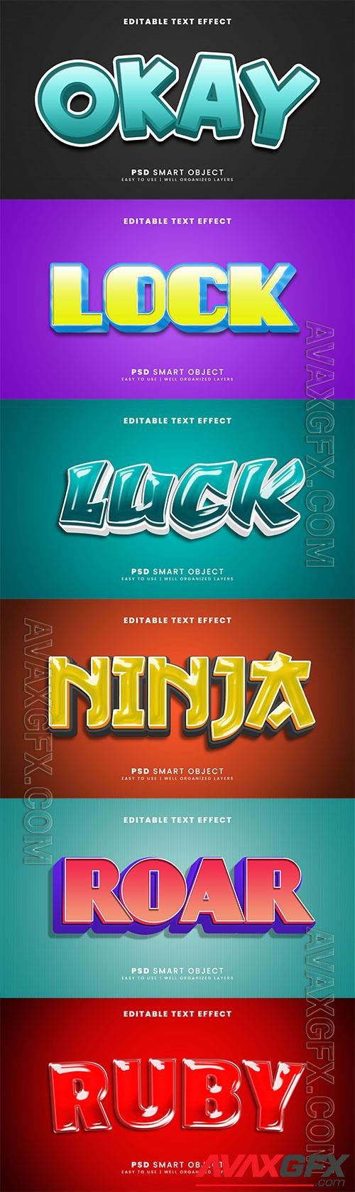 Psd 3d editable text effect template set vol 3