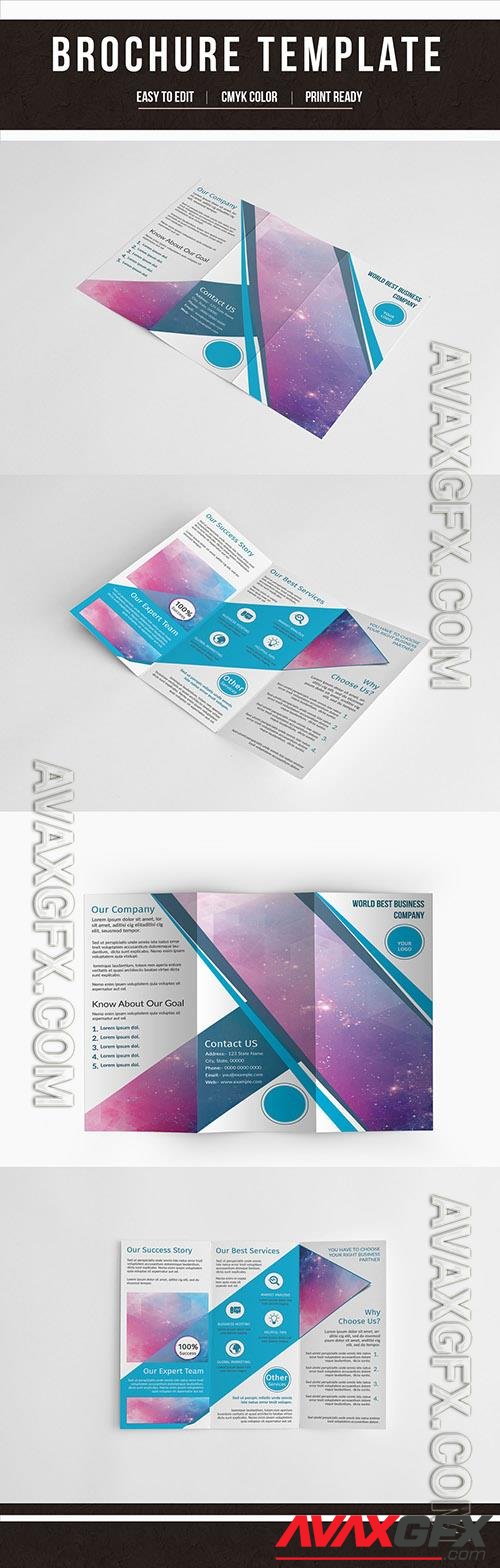 Trifold Brochure Layout with Teal Accents 198098552