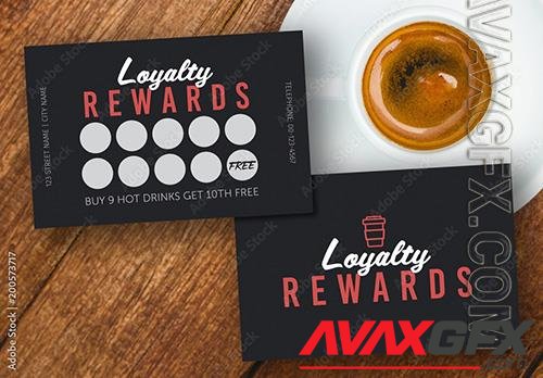 Loyalty Rewards Card Layout with Red Accents 200573717