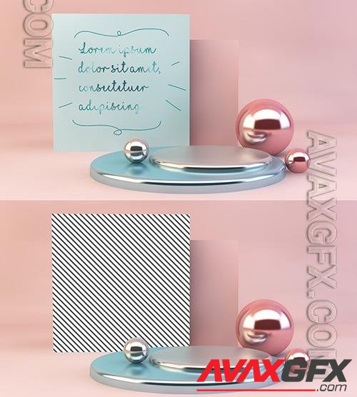 Notecard with Geometric 3D Elements Mockup 216307120