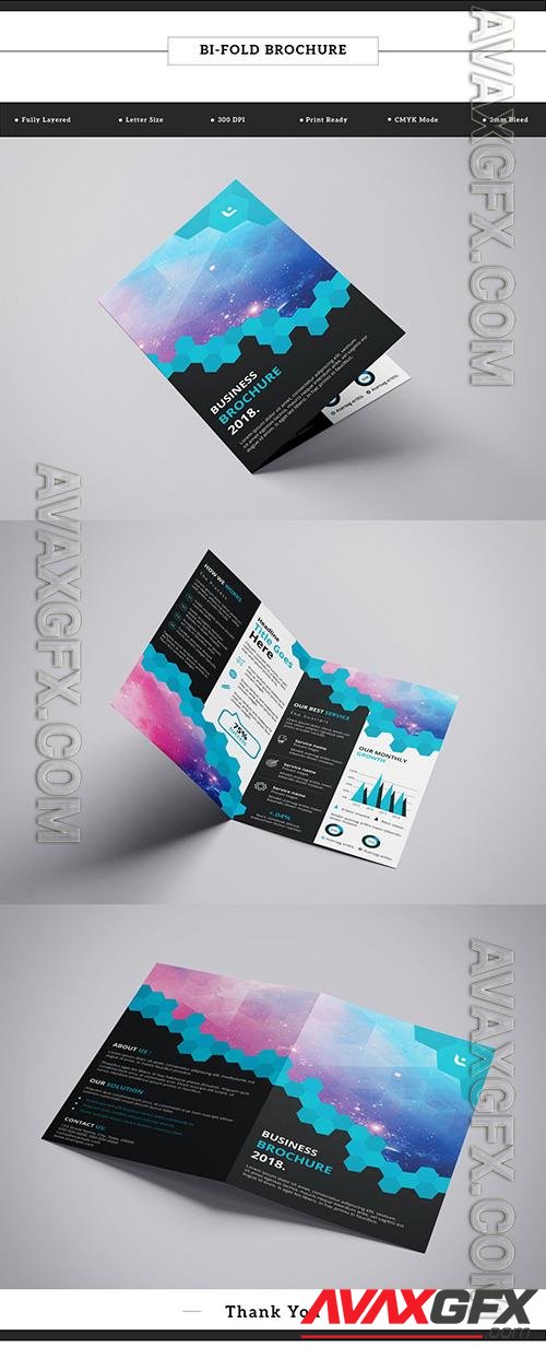 Business Brochure Layout with Hexagonal Design Element 1