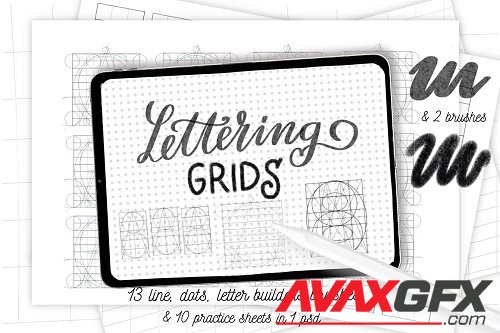 Procreate lettering grids set - 5989044