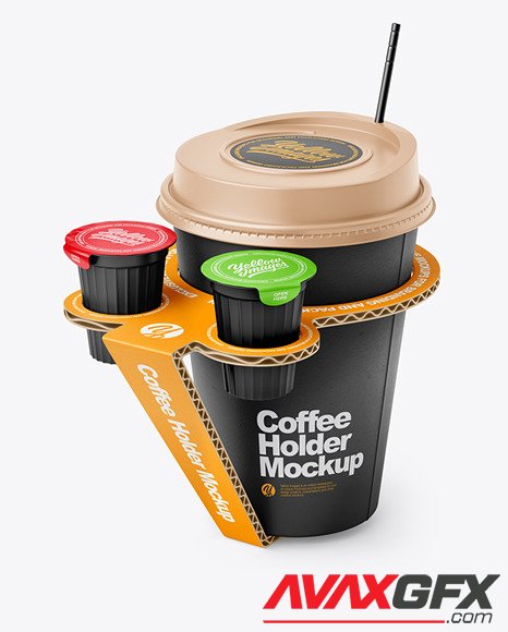 Paper Coffe Cup in Cardboard Holder Mockup 89215