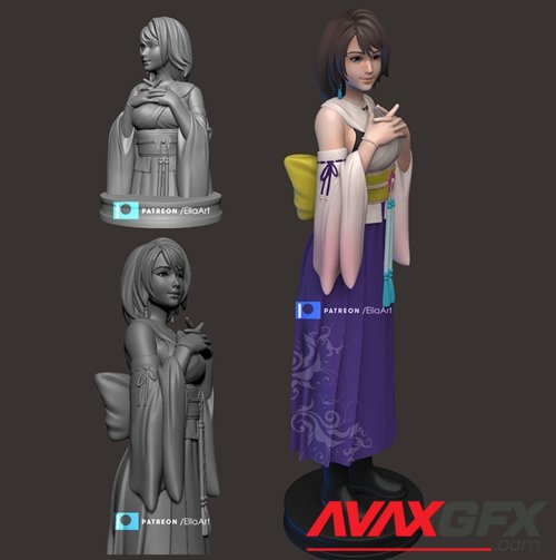 Yuna from Final Fantasy X  Full and Bust – 3D Printable STL