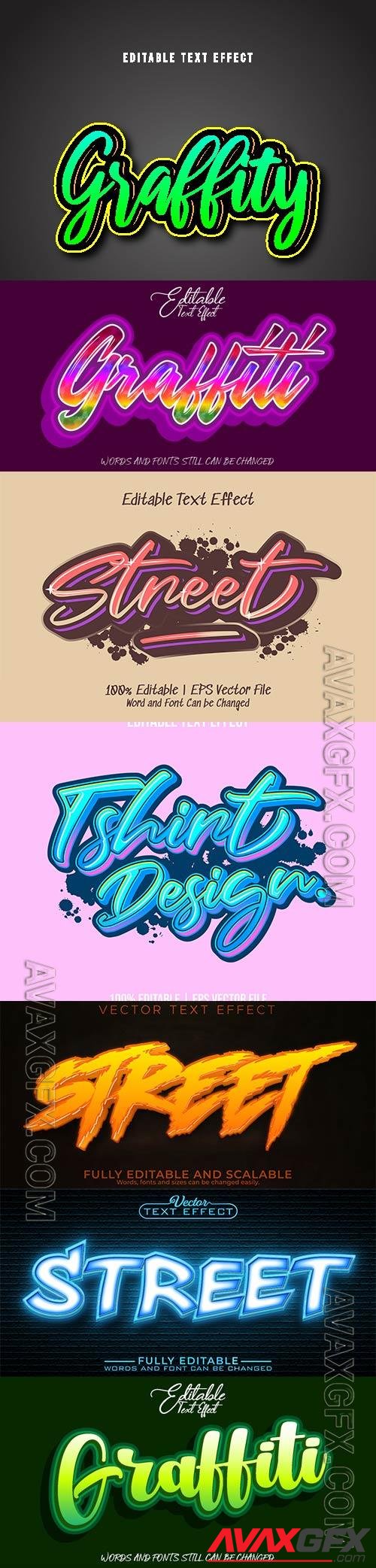 Set 3d editable text style effect vector vol 242