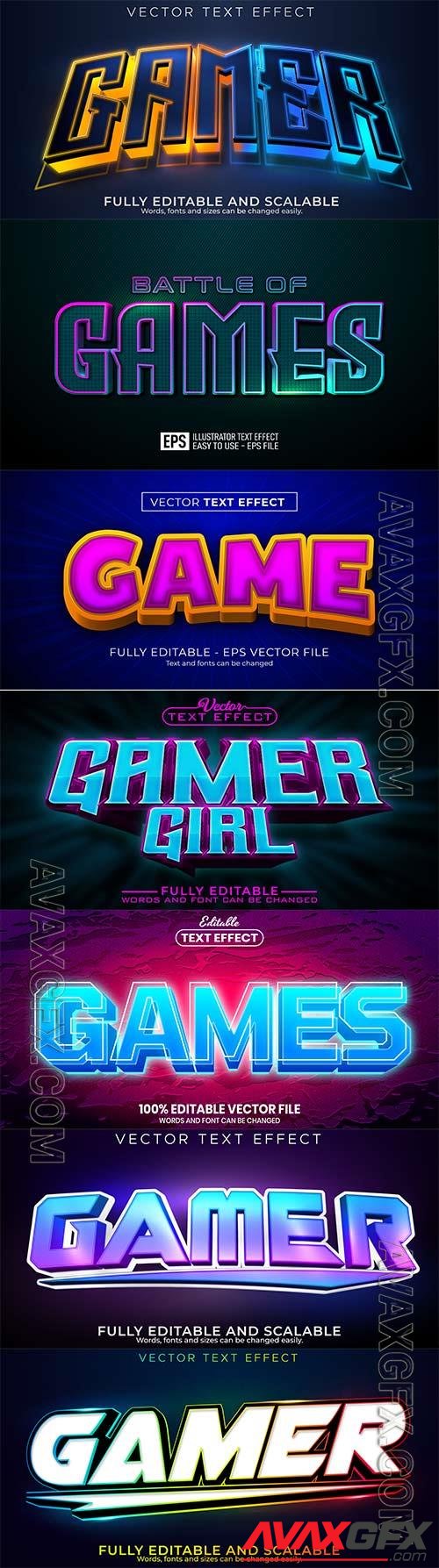 Game 3d editable text style effect vector vol 257