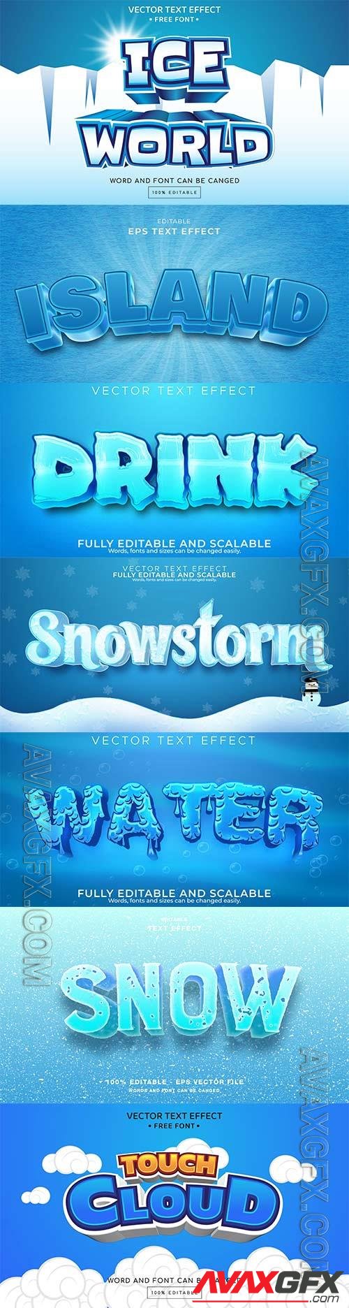 Set 3d editable text style effect vector vol 258