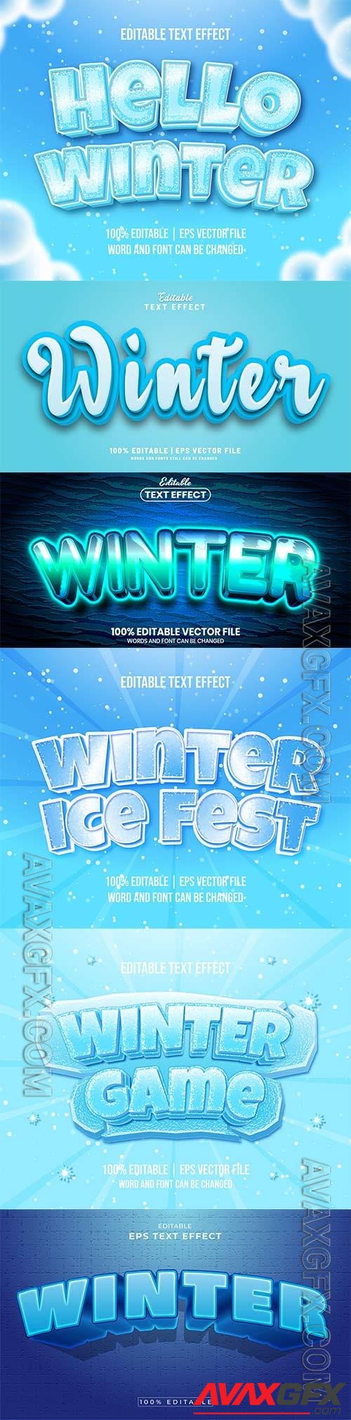 Winter 3d editable text style effect vector vol 248