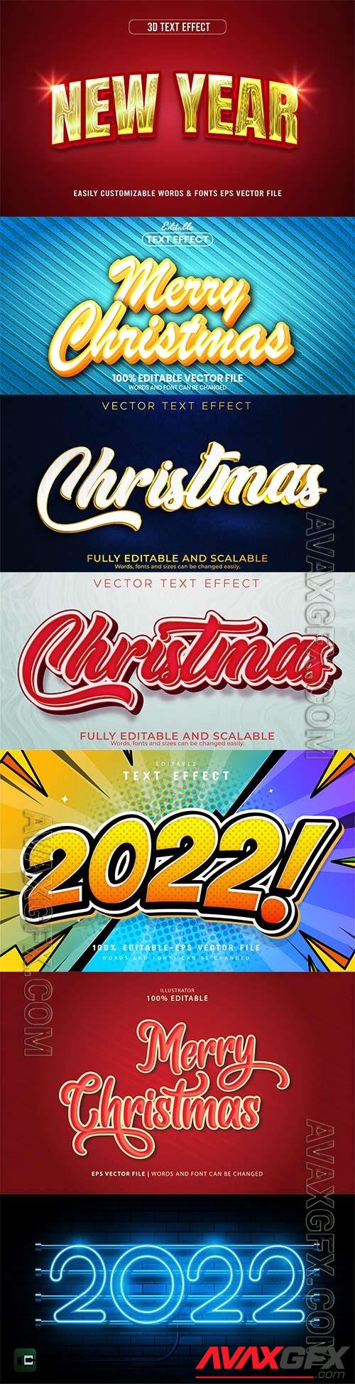 Christmas and New Year 3d editable text style effect vector vol 259