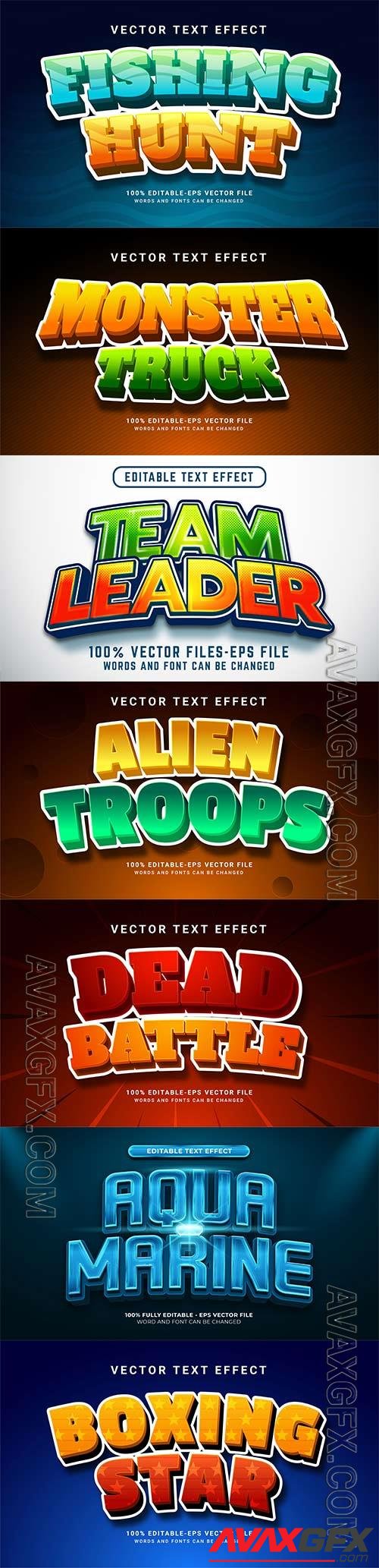 Set 3d editable text style effect vector vol 254