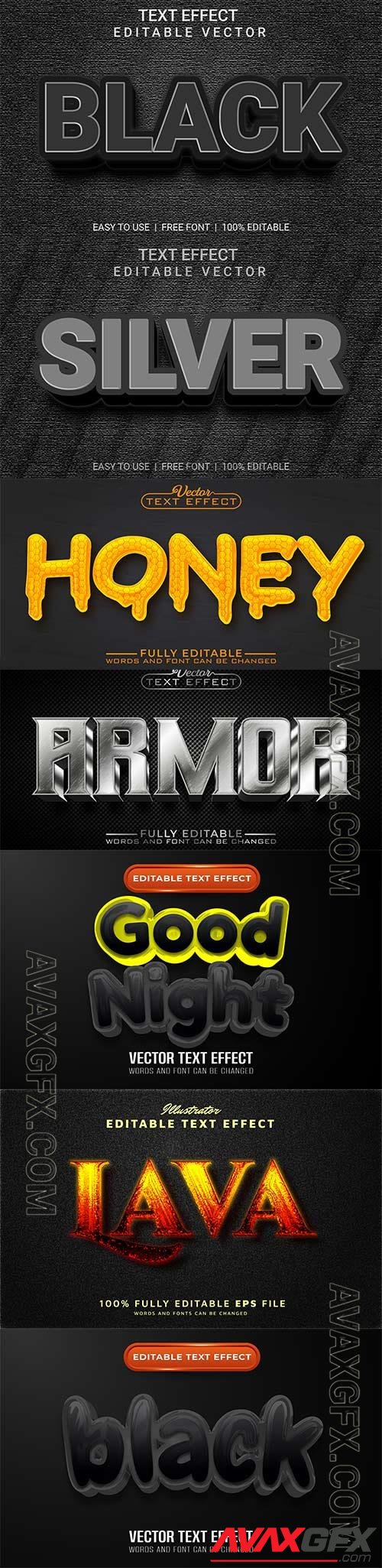 Set 3d editable text style effect vector vol 247