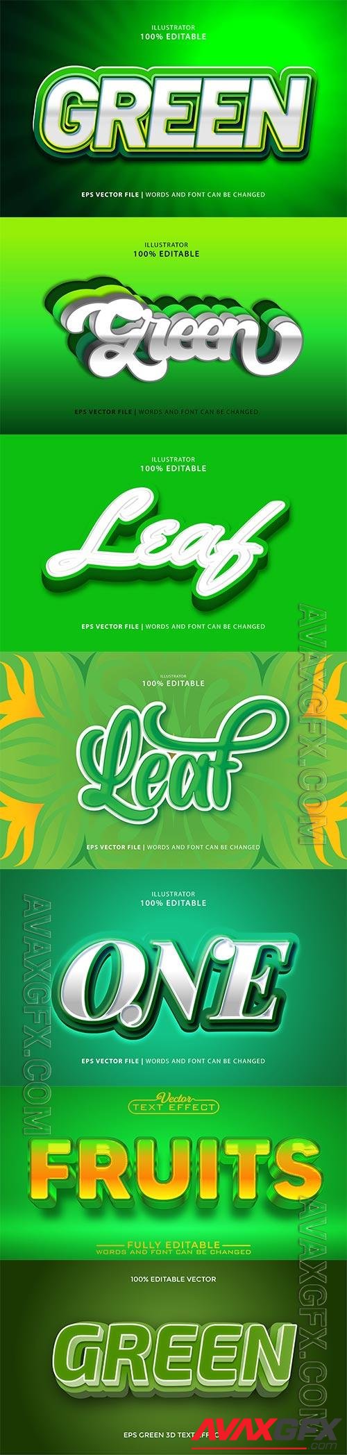 Set 3d editable text style effect vector vol 246