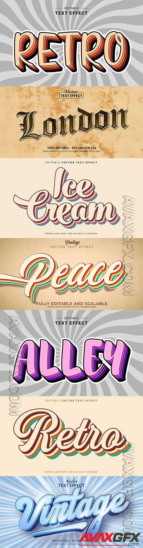 Set 3d editable text style effect vector vol 266