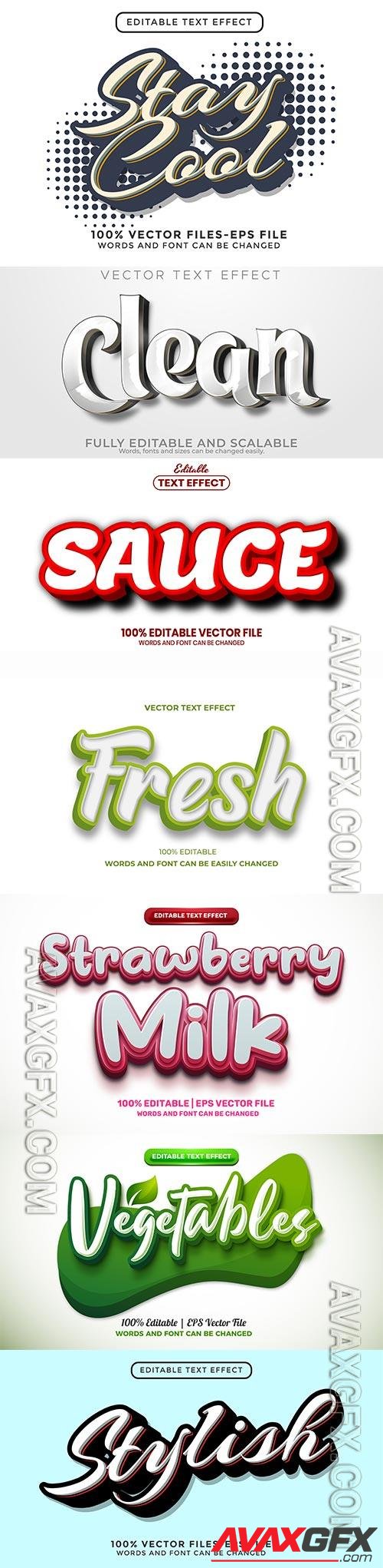 Set 3d editable text style effect vector vol 270