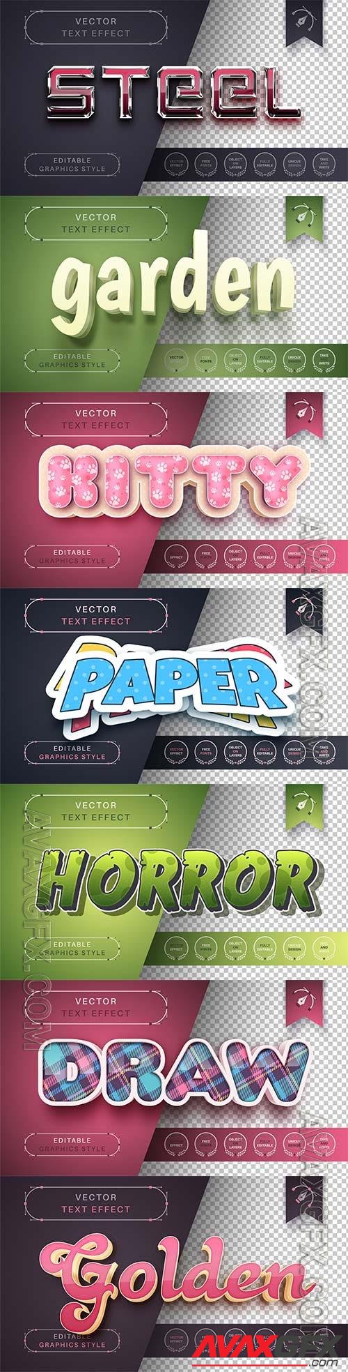 Set 3d editable text style effect vector vol 261