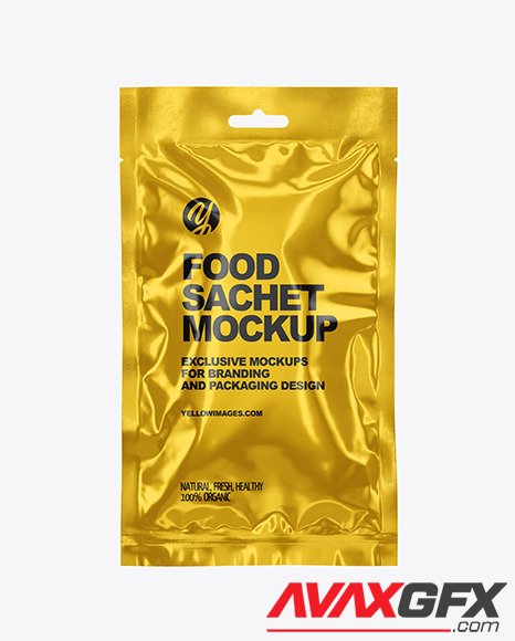 Glossy Metallic Sachet Mockup 87346