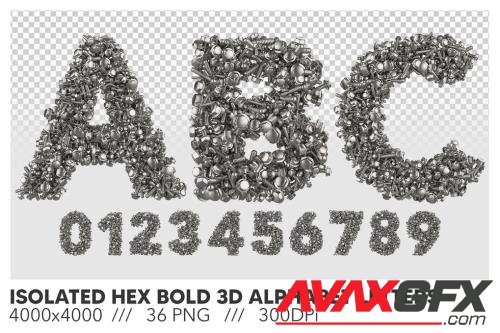 Isolated Hex Bold 3D Alphabet Letters
