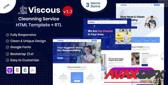 ThemeForest - Viscous v1.3 - Cleaning Services HTML Template - 26055429