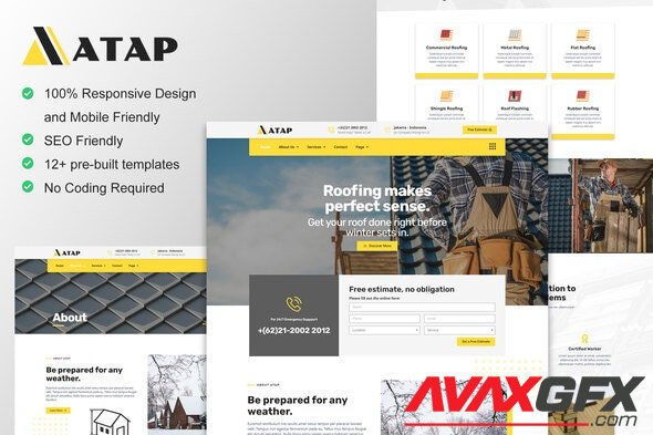 ThemeForest - Atap v1.0.0 - Roofing Service & Construction Elementor Template Kit - 35179728